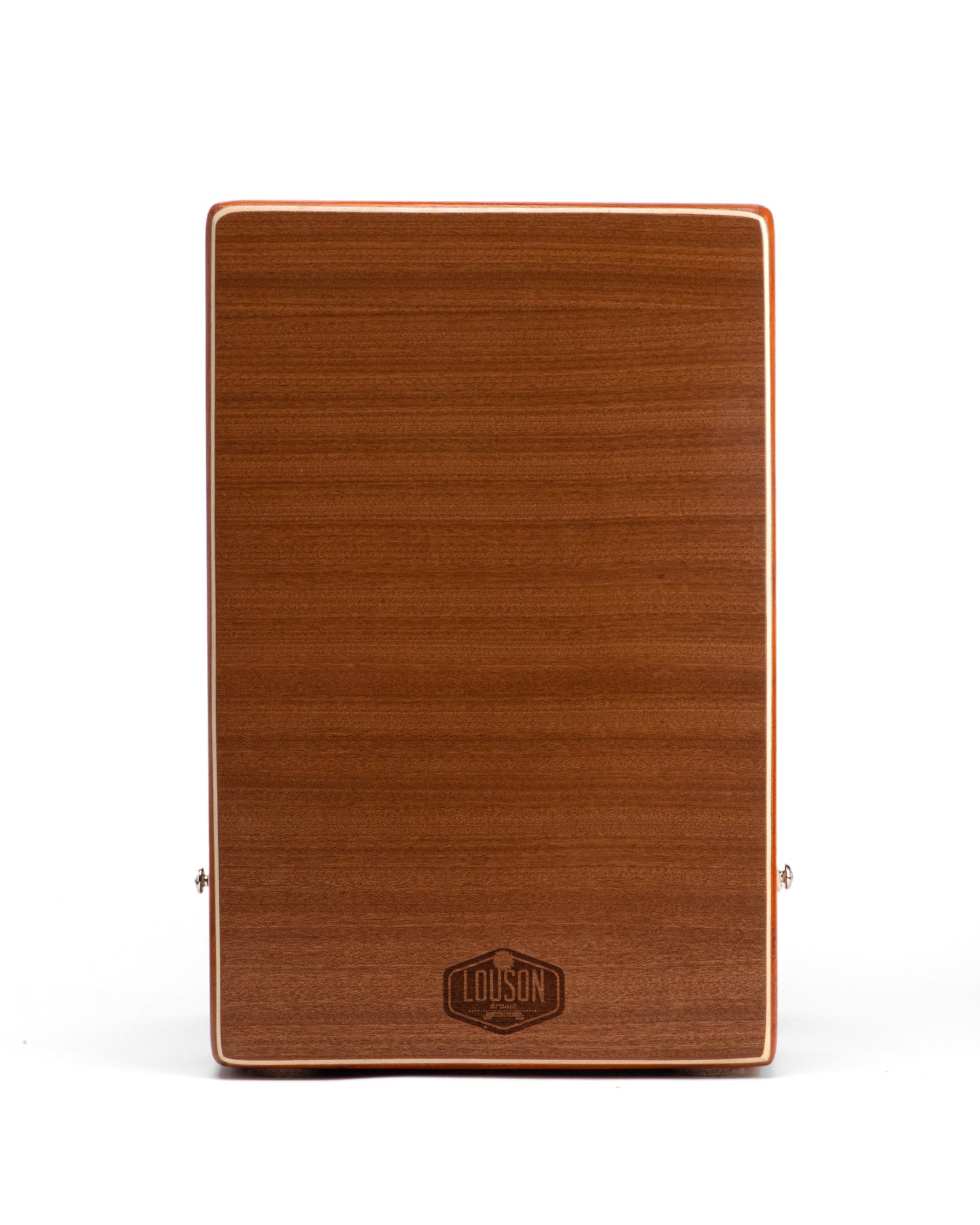 Solid padauk, cherry, and purple heart cajon with matching external snare.