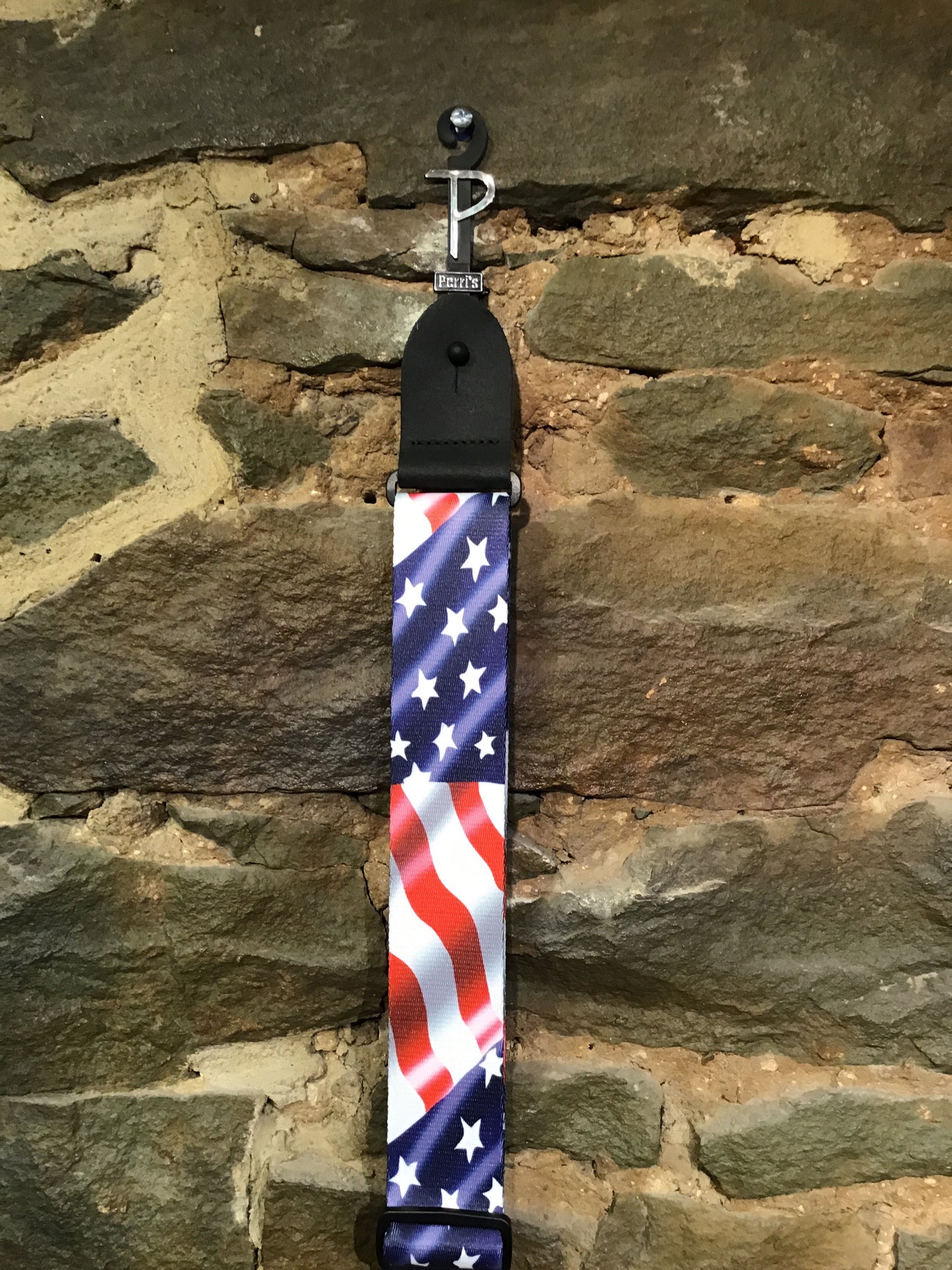 Perri’s Leathers 2” American flag print polyester guitar strap