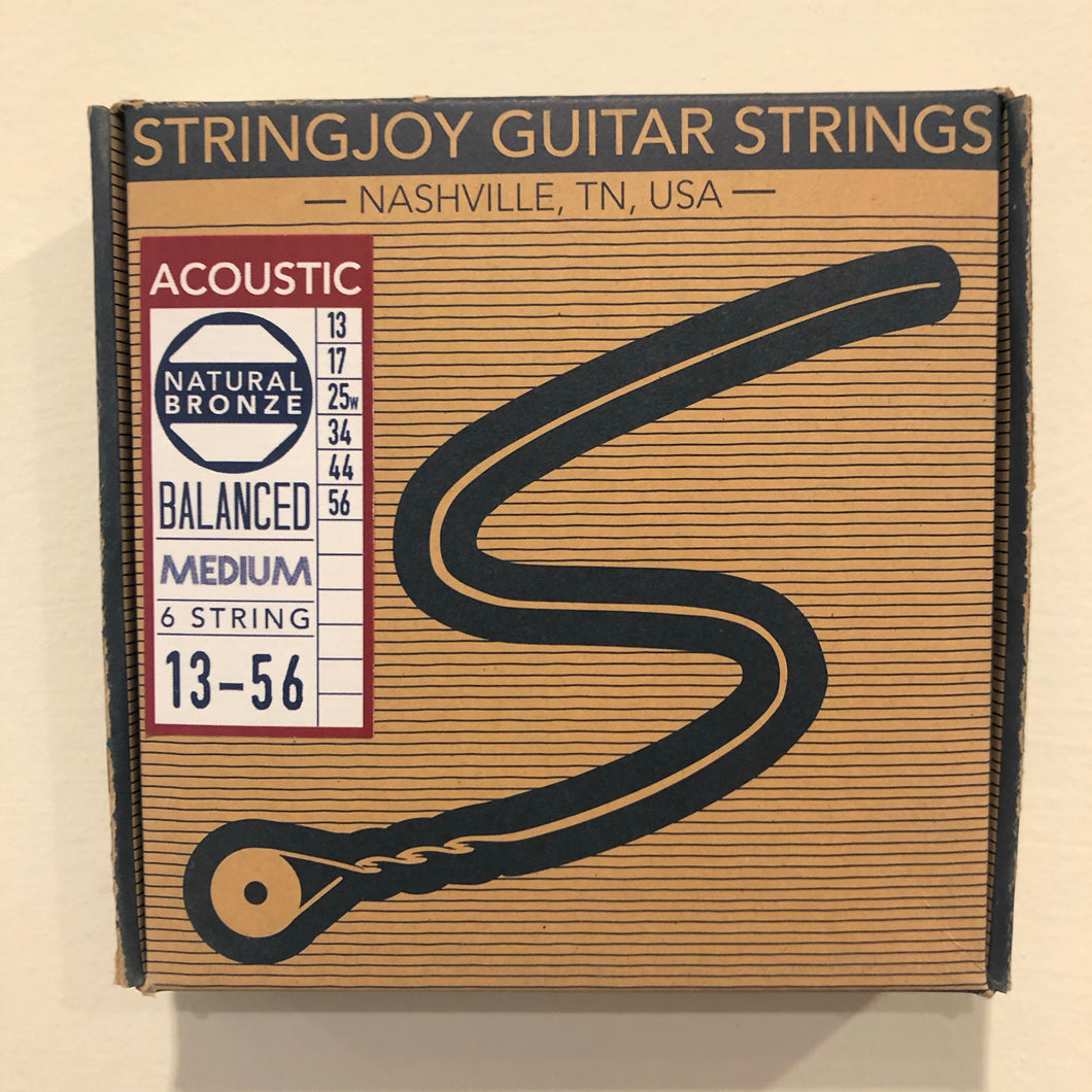 Stringjoy Guitar Strings 13-56 gauge medium natural bronze acoustic guitar strings