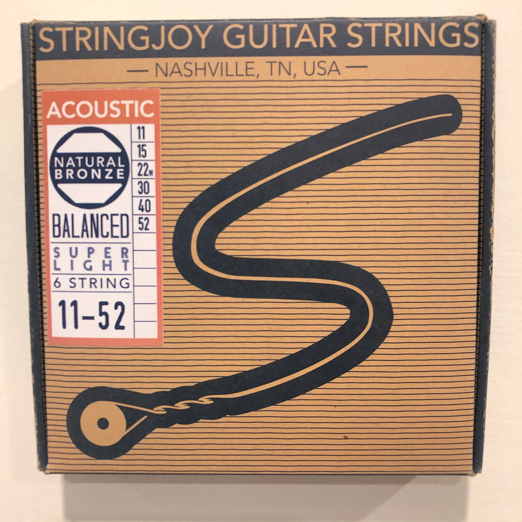 Stringjoy Guitar Strings super light 11-52 gauge natural bronze acoustic guitar strings