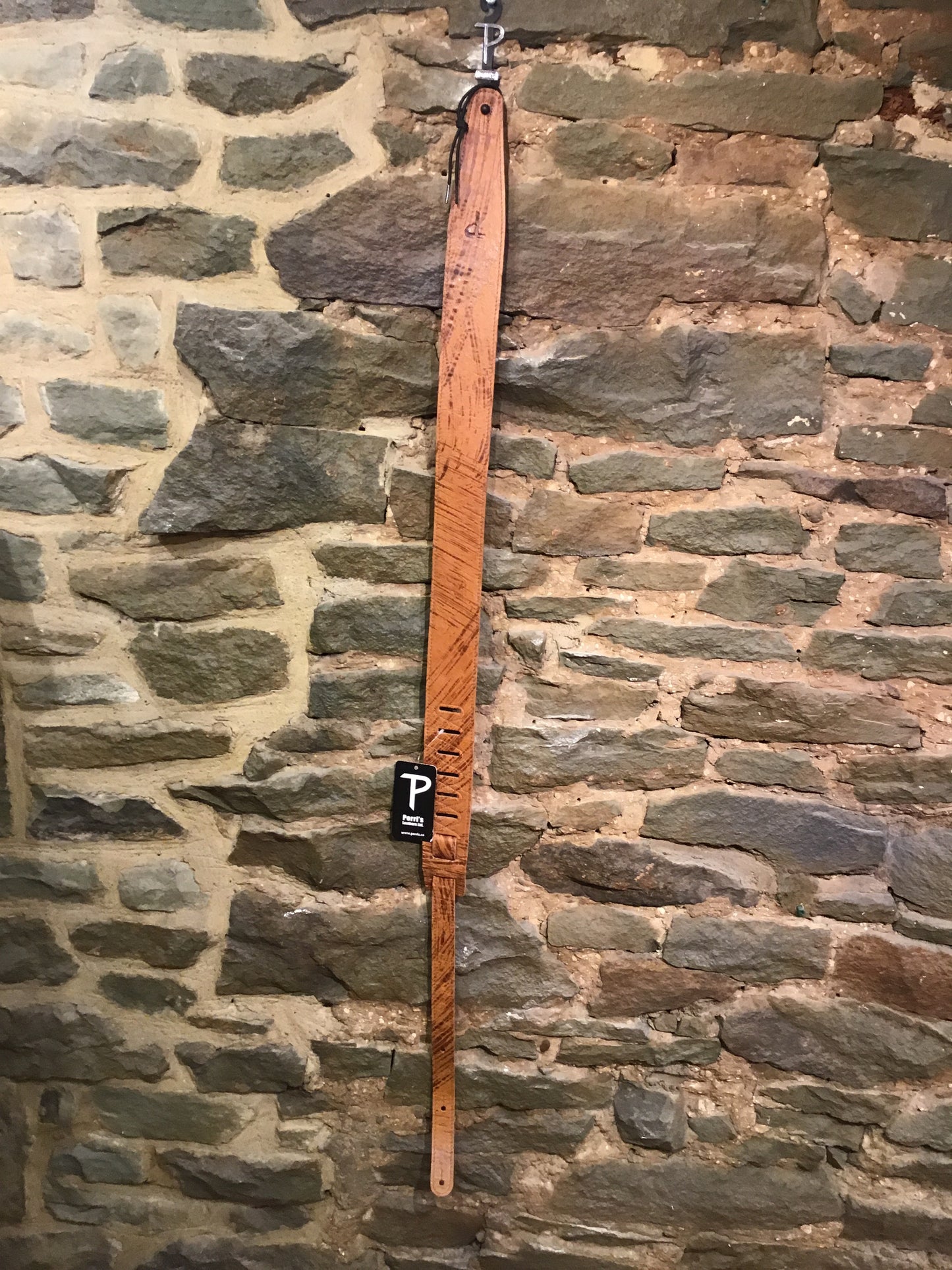 Perri’s Leathers 2.5” textured brown leather guitar strap