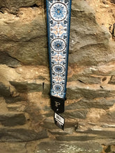Perri’s Leathers 2” Jacquard ribbon, turquoise and orange print guitar strap