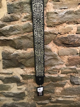 Perri’s Leathers 2.5” Jacquard ribbon, gold flower and leaf print guitar strap
