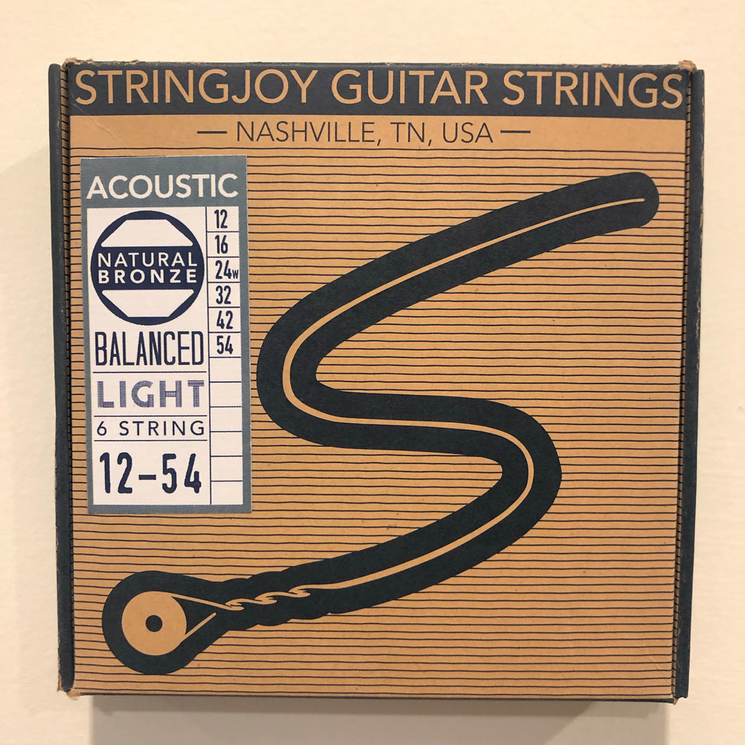 Stringjoy Guitar Strings 12-54 gauge light natural bronze acoustic guitar strings