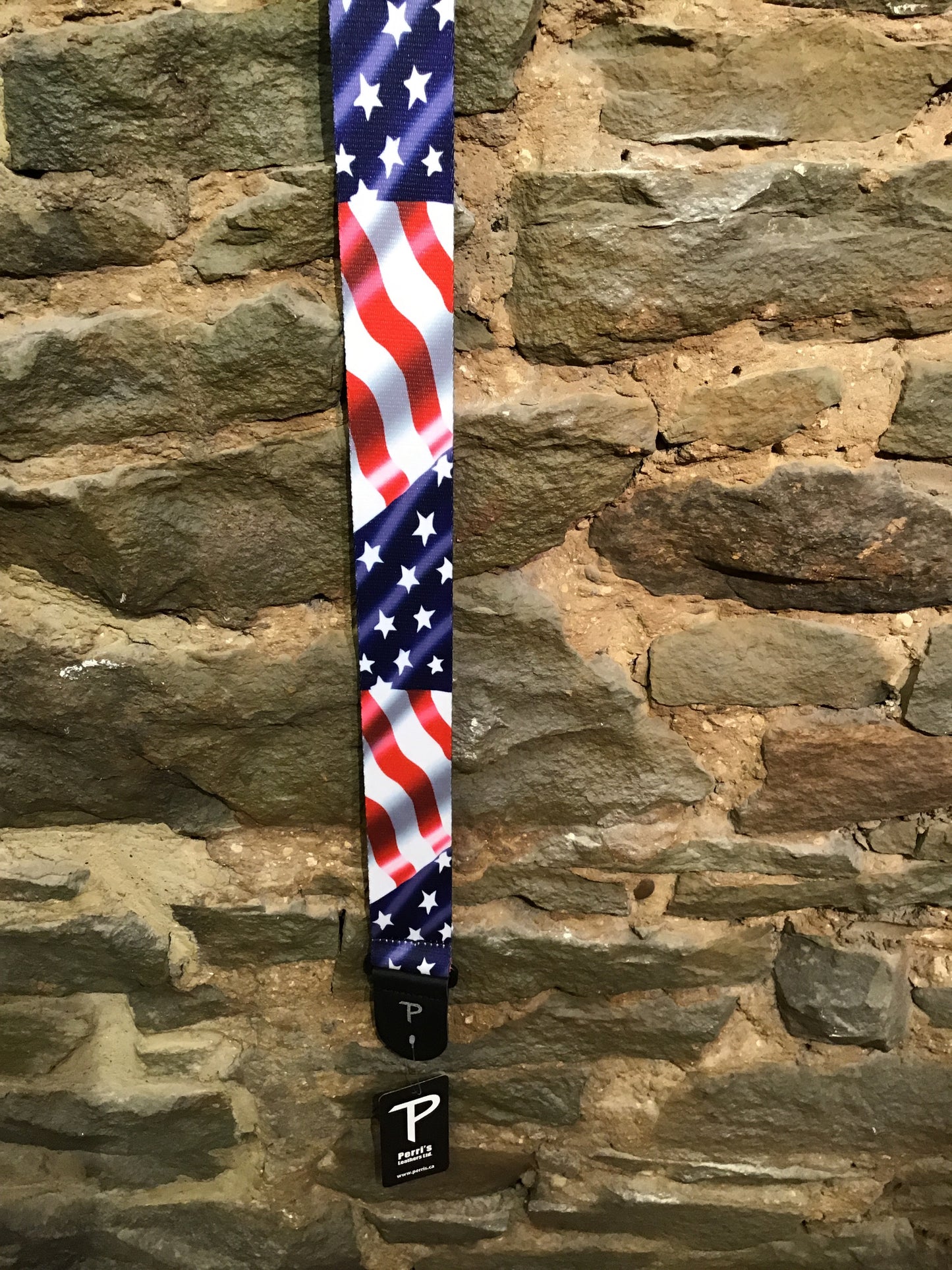 Perri’s Leathers 2” American flag print polyester guitar strap