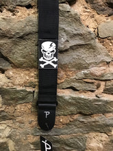 Perri’s Leathers 2” black nylon with skull patch guitar strap