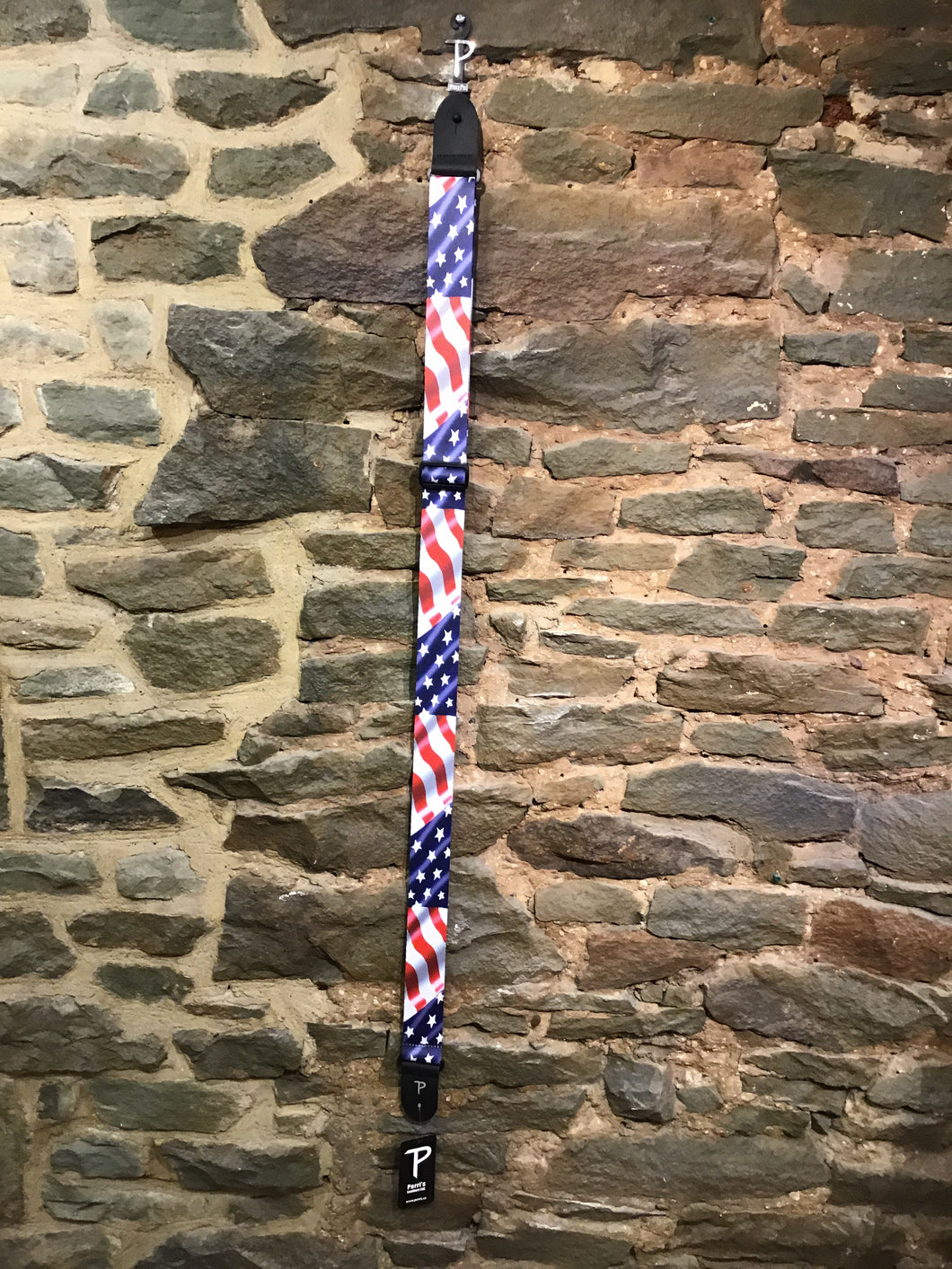 Perri’s Leathers 2” American flag print polyester guitar strap