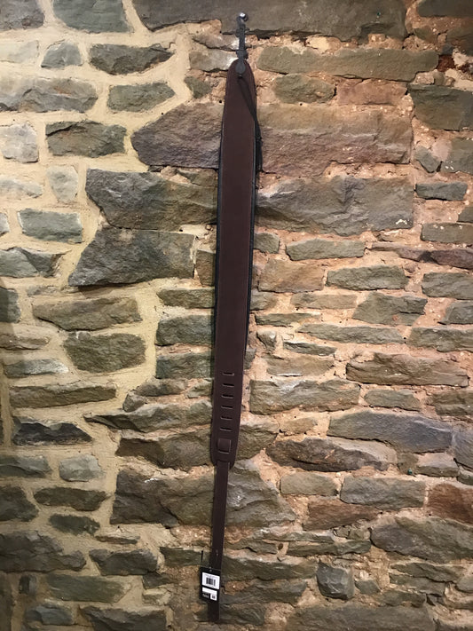 Perri's Leathers Correa de guitarra de gamuza marrón suave de 3" con almohadilla de cuero negro